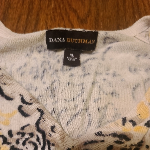 Dana Buchman yellow, black and ivory sweater size XL - Picture 2 of 5